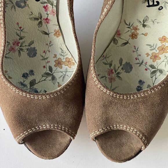 Ruika Women's Suede Peep Toe Stripes Platform Heel Brown‎ Size 39 - Picture 6 of 9